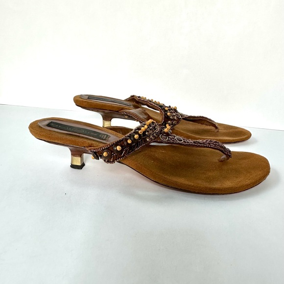 Vintage Y2K Steven by Steve Madden Beaded Kitten Heel Sandals - Picture 4 of 7